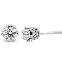 14K Gold 1/2 Ct Round Diamond Crown Stud Earring