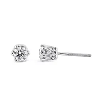 14K Gold 1/2 Ct Round Diamond Crown Stud Earring
