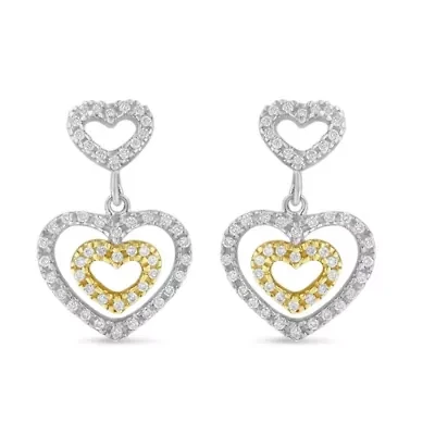 14K Two Toned 1/2 Ct Round Diamond Earrings (H-I, SI1-SI2)