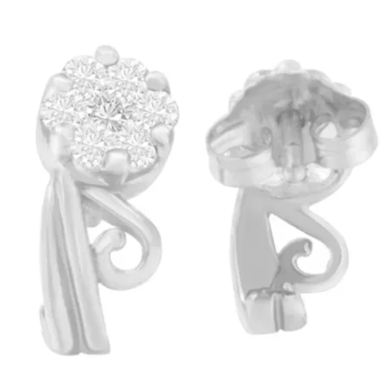 14K White Gold 1/2 Ct Round Diamond Earrings