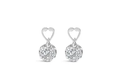 14K White Gold 1 1/4 cttw Round Cut Diamond Earrings