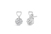 14K White Gold 1 1/4 cttw Round Cut Diamond Earrings