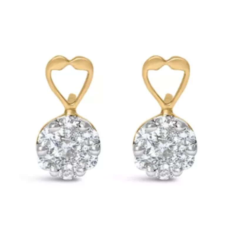 14K Yellow Gold 1ct. TDW RoundDiamond Earrings