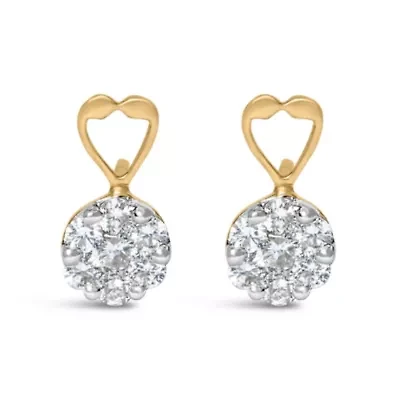 14K Yellow Gold 1ct. TDW RoundDiamond Earrings