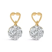 14K Yellow Gold 1ct. TDW RoundDiamond Earrings