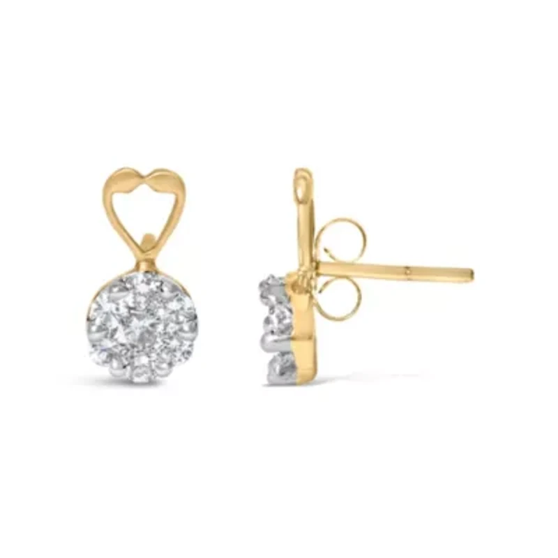 14K Yellow Gold 1ct. TDW RoundDiamond Earrings