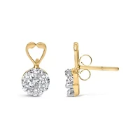 14K Yellow Gold 1ct. TDW RoundDiamond Earrings