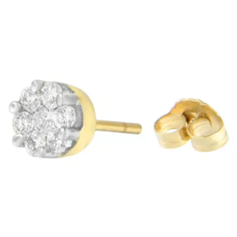 14K Yellow Gold 3/4 Ct Round Diamond Stud Earring