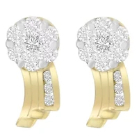 14K Yellow Gold 7/8 Ct Round Diamond Earrings