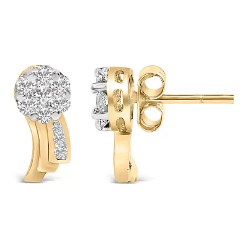 14K Yellow Gold 7/8 Ct Round Diamond Earrings