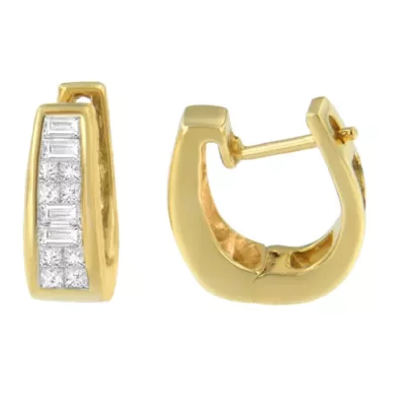 14k Yellow Gold 1/2ct TDW Princess and Baguette Diamond Earrings