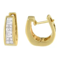 14k Yellow Gold 1/2ct TDW Princess and Baguette Diamond Earrings