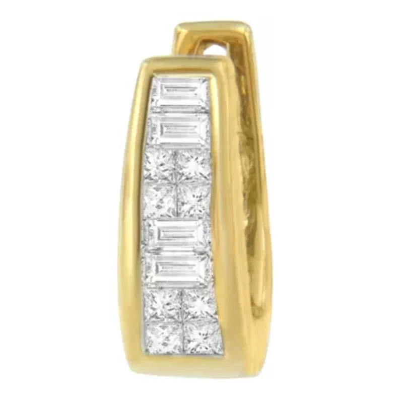 14k Yellow Gold 1/2ct TDW Princess and Baguette Diamond Earrings