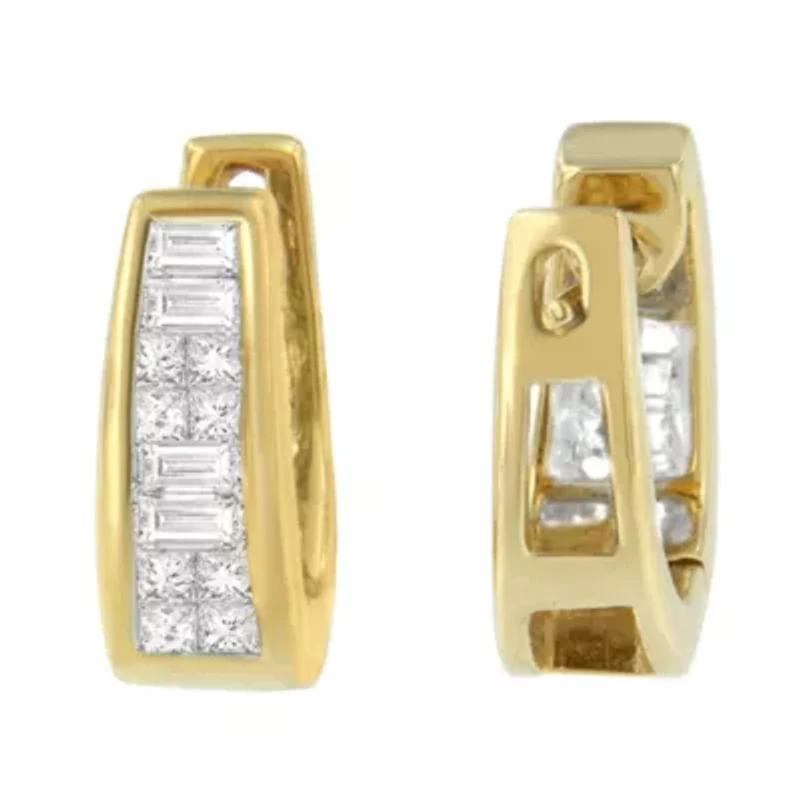 14k Yellow Gold 1/2ct TDW Princess and Baguette Diamond Earrings