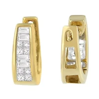 14k Yellow Gold 1/2ct TDW Princess and Baguette Diamond Earrings
