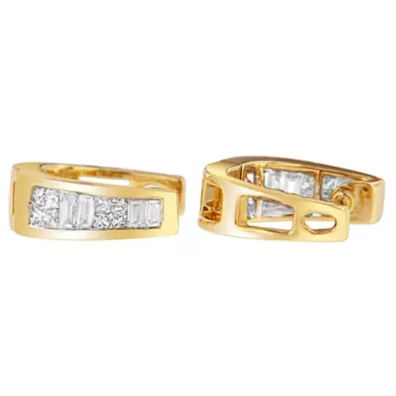 14k Yellow Gold 1/2ct TDW Princess and Baguette Diamond Earrings