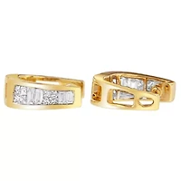 14k Yellow Gold 1/2ct TDW Princess and Baguette Diamond Earrings