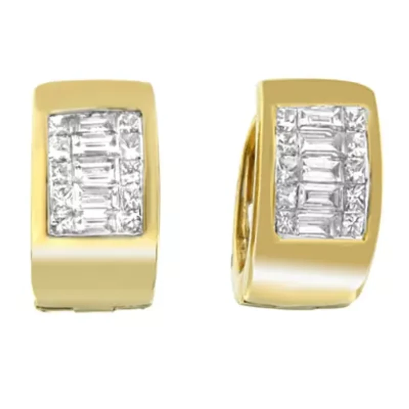 14K Yellow Gold 1/2 Ct Diamond Huggy Earrings