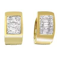 14K Yellow Gold 1/2 Ct Diamond Huggy Earrings