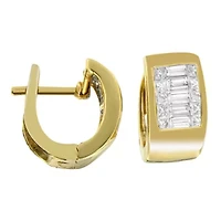 14K Yellow Gold 1/2 Ct Diamond Huggy Earrings