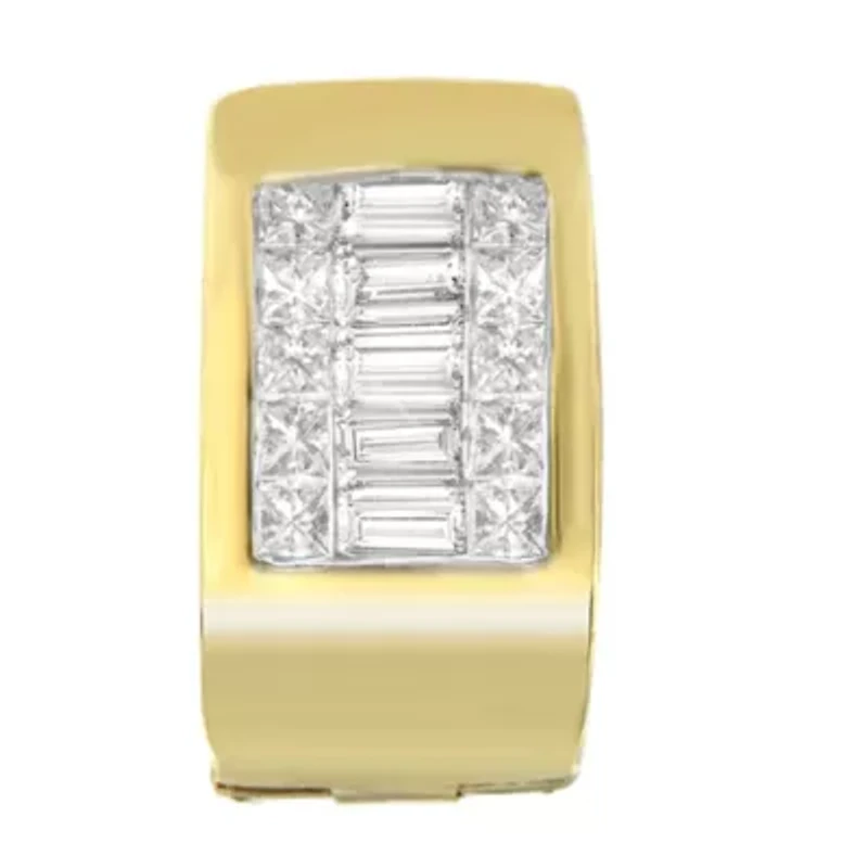 14K Yellow Gold 1/2 Ct Diamond Huggy Earrings