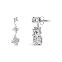 14K White Gold 1 cttw Princess Cut Diamond Earrings