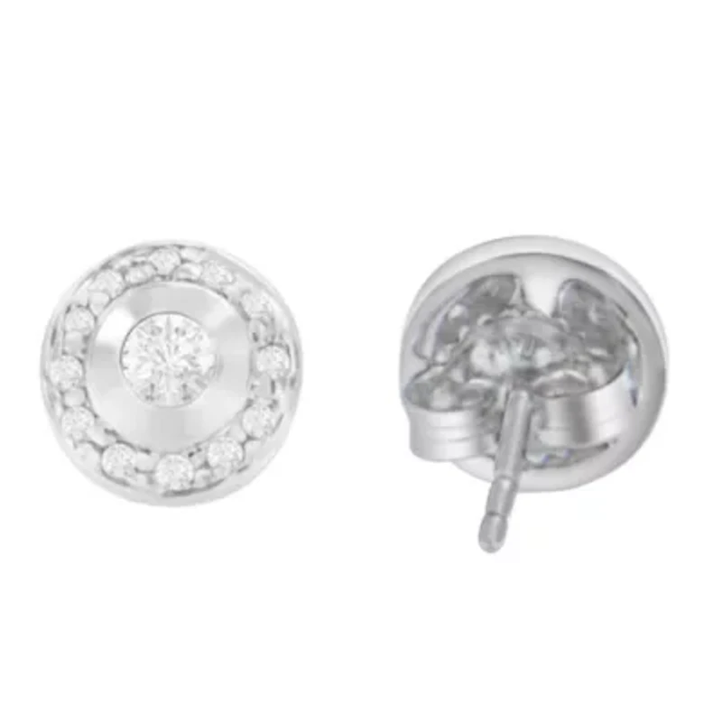 14K White Gold 1/3 Ct Round Diamond Earrings