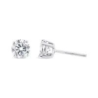 14K White Gold 1.00 Cttw Diamond Stud Earrings