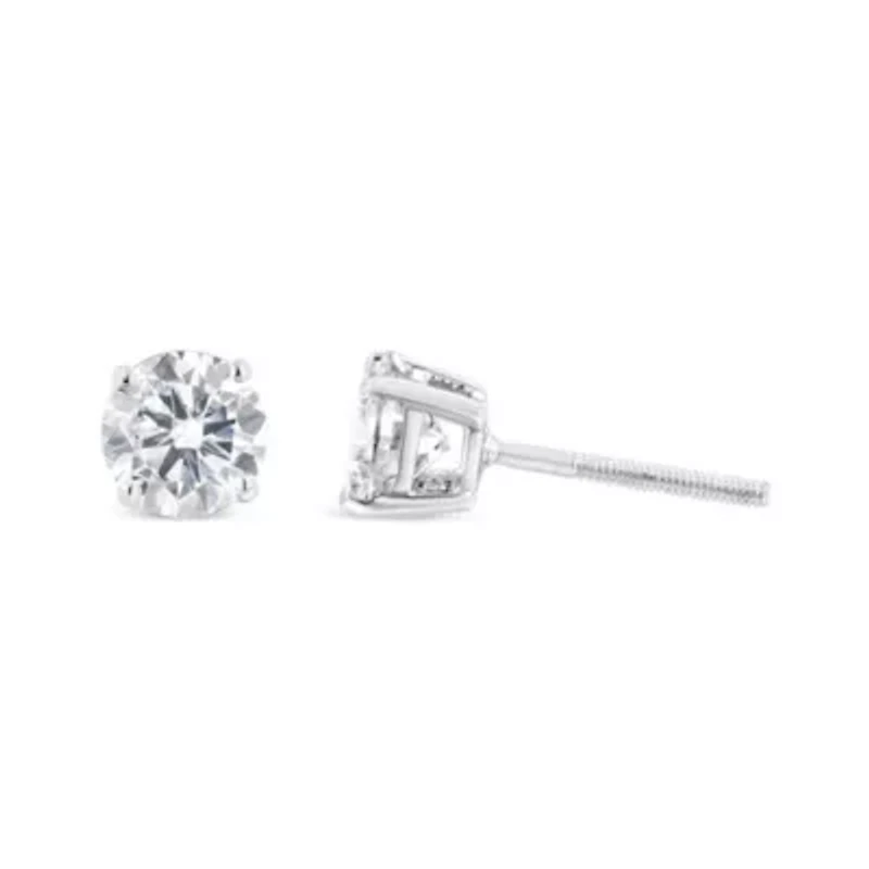 14K White Gold 1-1/2 Cttw Diamond Stud Earrings