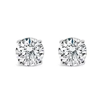 Lab Created 14K White Gold 1 1/2 Ct Lab Grown Diamond Solitaire Stud Earrings Screwbacks