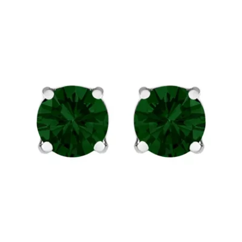 Lab Created 14K Gold Ct Lab Grown Green Diamond Solitaire Stud Earrings