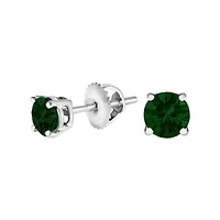 Lab Created 14K Gold Ct Lab Grown Green Diamond Solitaire Stud Earrings