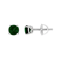 Lab Created 14K Gold Ct Lab Grown Green Diamond Solitaire Stud Earrings