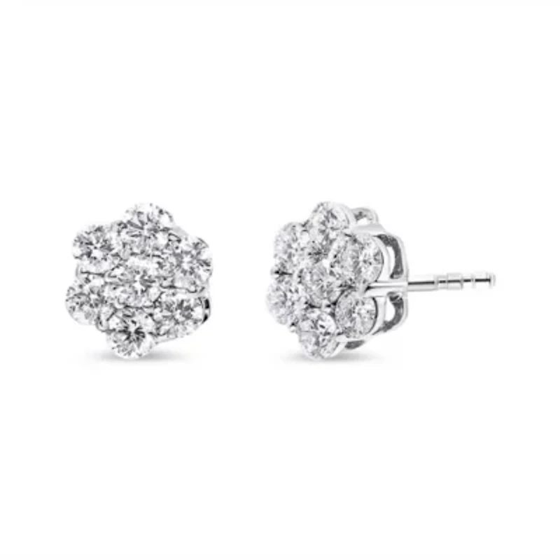 14KT White Gold 1 Ct Diamond Composite Stud Earrings