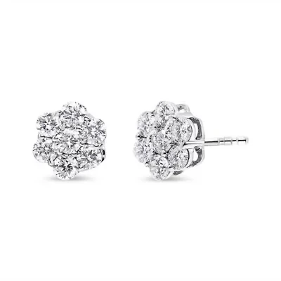 14KT White Gold 1 Ct Diamond Composite Stud Earrings