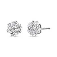 14KT White Gold 1 Ct Diamond Composite Stud Earrings