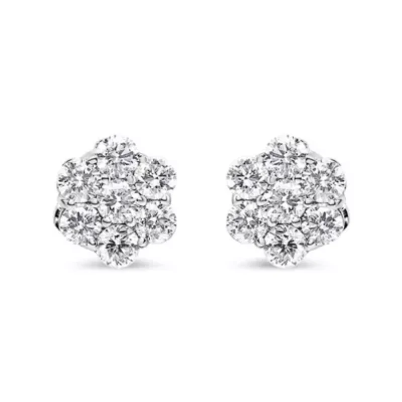 14KT White Gold 1 Ct Diamond Composite Stud Earrings