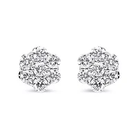 14KT White Gold 1 Ct Diamond Composite Stud Earrings