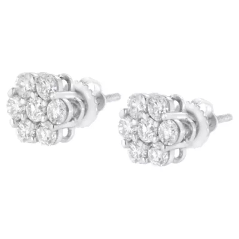 14KT White Gold 1 Ct Diamond Composite Stud Earrings
