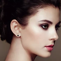 14K White Gold Ct Black Diamond Stud Earrings with Screw Backs