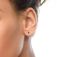 Lab Created 14K White Gold 1.0 Ct Blue Lab Grown Diamond Bezel Solitaire Stud Earrings