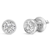 Lab Created 14K Gold 1.0 Ct Lab Grown Diamond Bezel Solitaire Stud Earrings