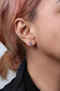 14K Gold 1/2 Ct Aqua Blue Diamond Stud Earrings