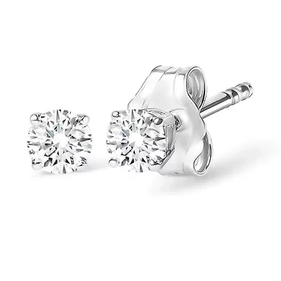 Lab Created 14K White Gold 1/2 Ct Solitaire Lab Grown Diamond Stud Earrings