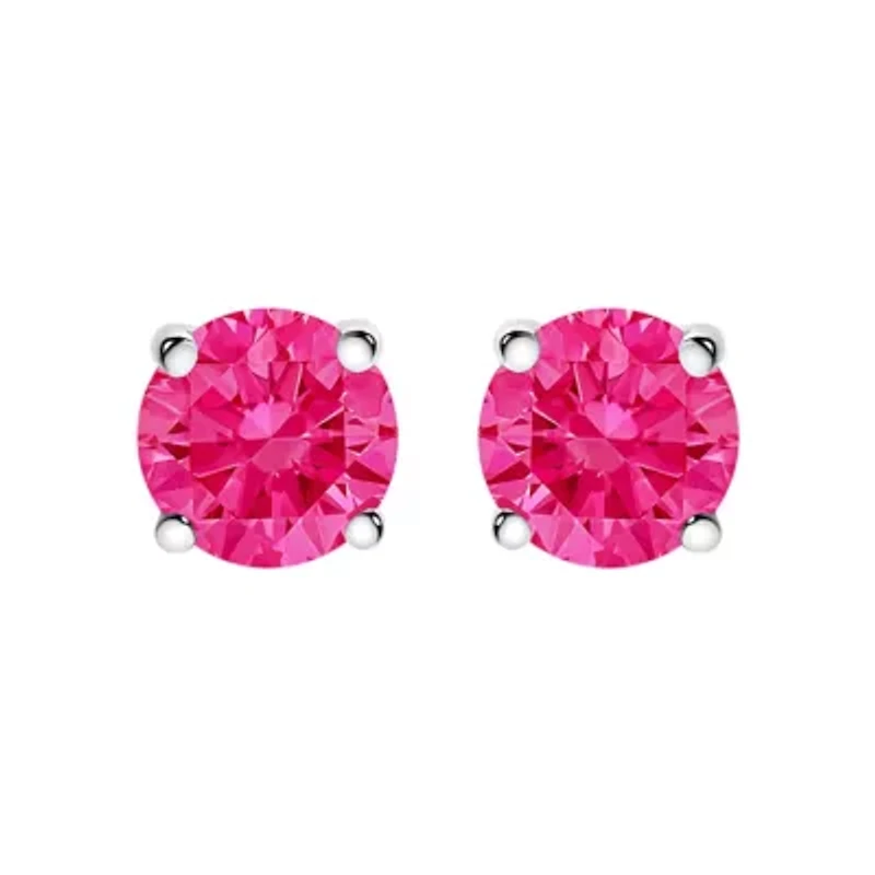 Lab Created 14K Gold / Cttw Grown Pink Diamond Solitaire Earrings