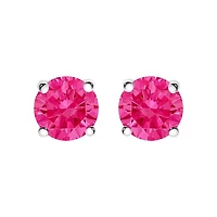 Lab Created 14K Gold / Cttw Grown Pink Diamond Solitaire Earrings