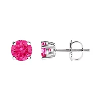 Lab Created 14K Gold / Cttw Grown Pink Diamond Solitaire Earrings