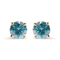 14K Yellow Gold 1.0 Cttw Treated Diamond Solitaire Stud Earrings