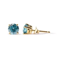 14K Yellow Gold 1.0 Cttw Treated Diamond Solitaire Stud Earrings