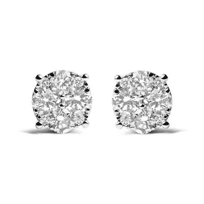 Lab Created 14K White Gold 2.00 Ct Lab Grown Diamond Cluster Stud Earrings